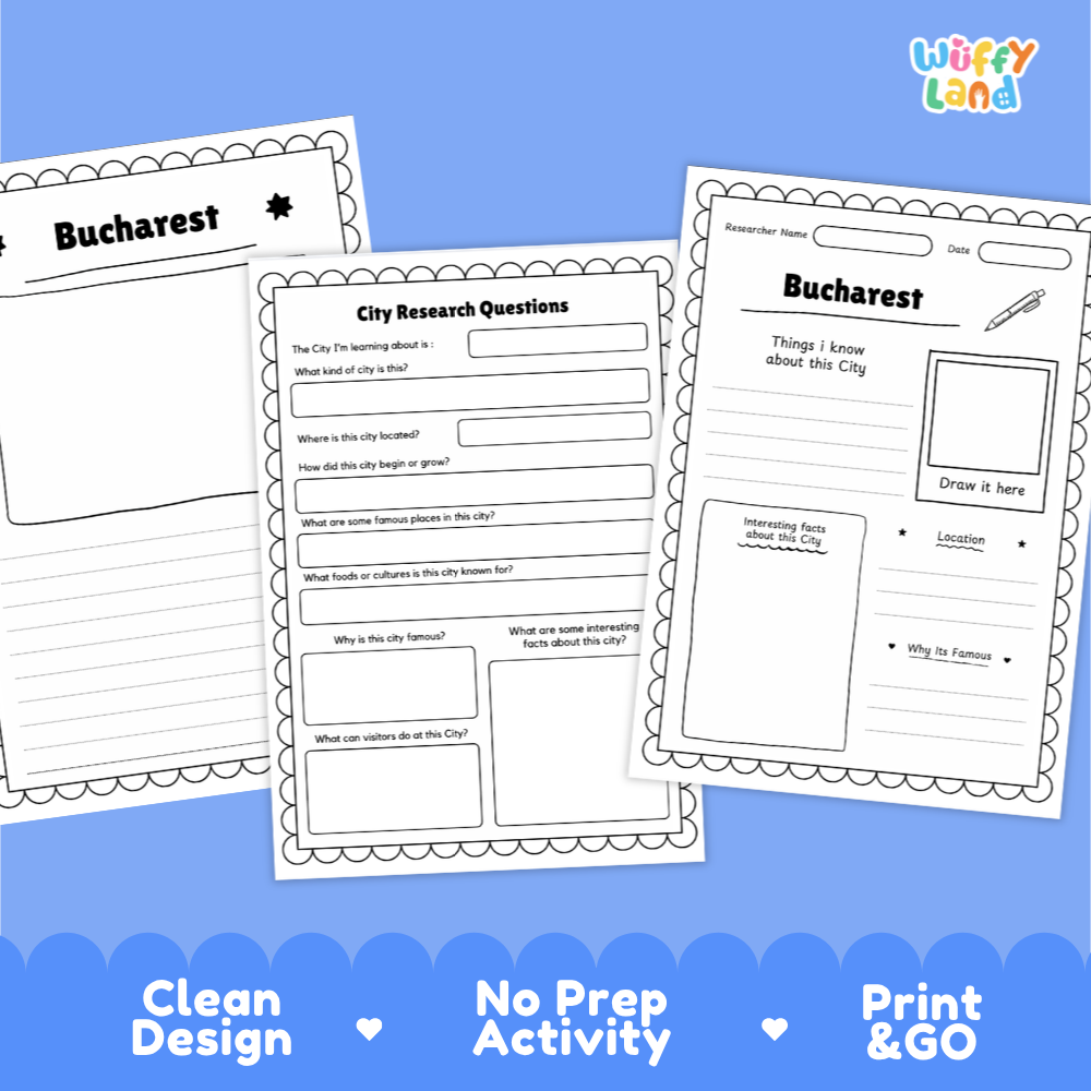 Bucharest Romania City Research Project Worksheets and Fact Sheet Activity