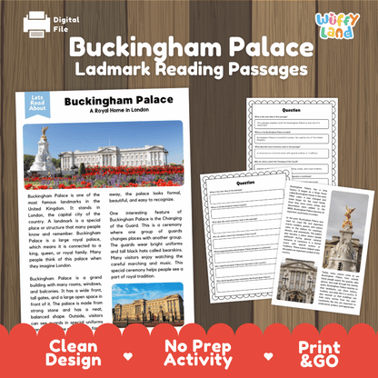 Buckingham Palace Landmark Reading Passages and Comprehension Worksheets