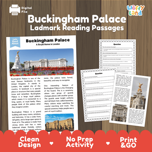 Buckingham Palace Landmark Reading Passages and Comprehension Worksheets