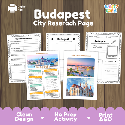 Budapest City Research Page Worksheets and Fact Sheet Activity