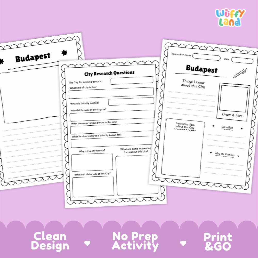 Budapest City Research Page Worksheets and Fact Sheet Activity