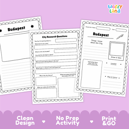 Budapest City Research Page Worksheets and Fact Sheet Activity
