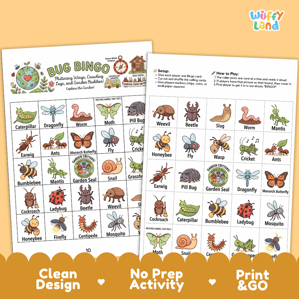 Bug Bingo Games Printable Activity