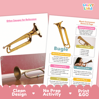 Bugle Music Research Page Worksheets and Fact Sheet