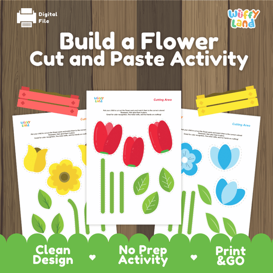 Build a Flower Craft - Cut and Paste Activity - Spring Fine Motor Printable