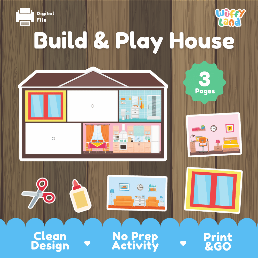 Build &amp; Play Paper House Printable - Cut & Paste Craft Activity for Kids