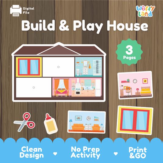Build &amp; Play Paper House Printable - Cut & Paste Craft Activity for Kids