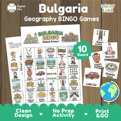 Bulgaria Geography BINGO Games Bulgarian Culture and Landmarks Activity
