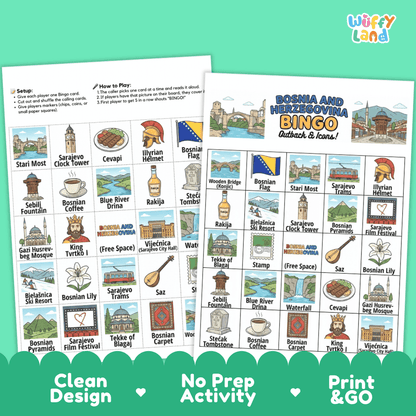 Bulgaria Geography BINGO Games Bulgarian Culture and Landmarks Activity
