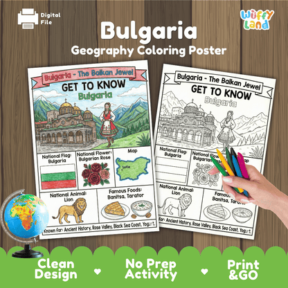 Bulgaria Geography Coloring Poster Worksheets