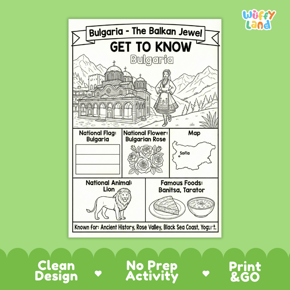 Bulgaria Geography Coloring Poster Worksheets