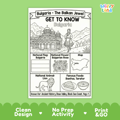 Bulgaria Geography Coloring Poster Worksheets