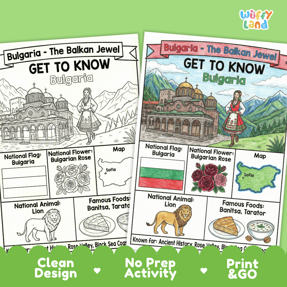 Bulgaria Geography Coloring Poster Worksheets