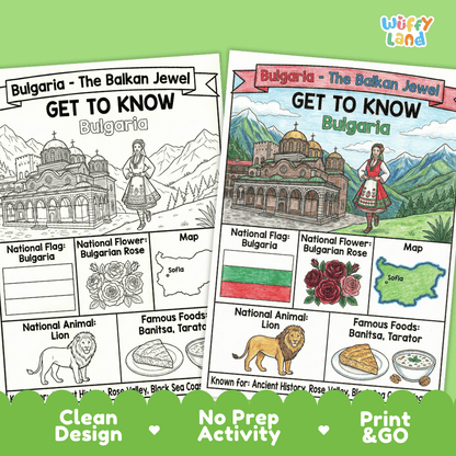 Bulgaria Geography Coloring Poster Worksheets