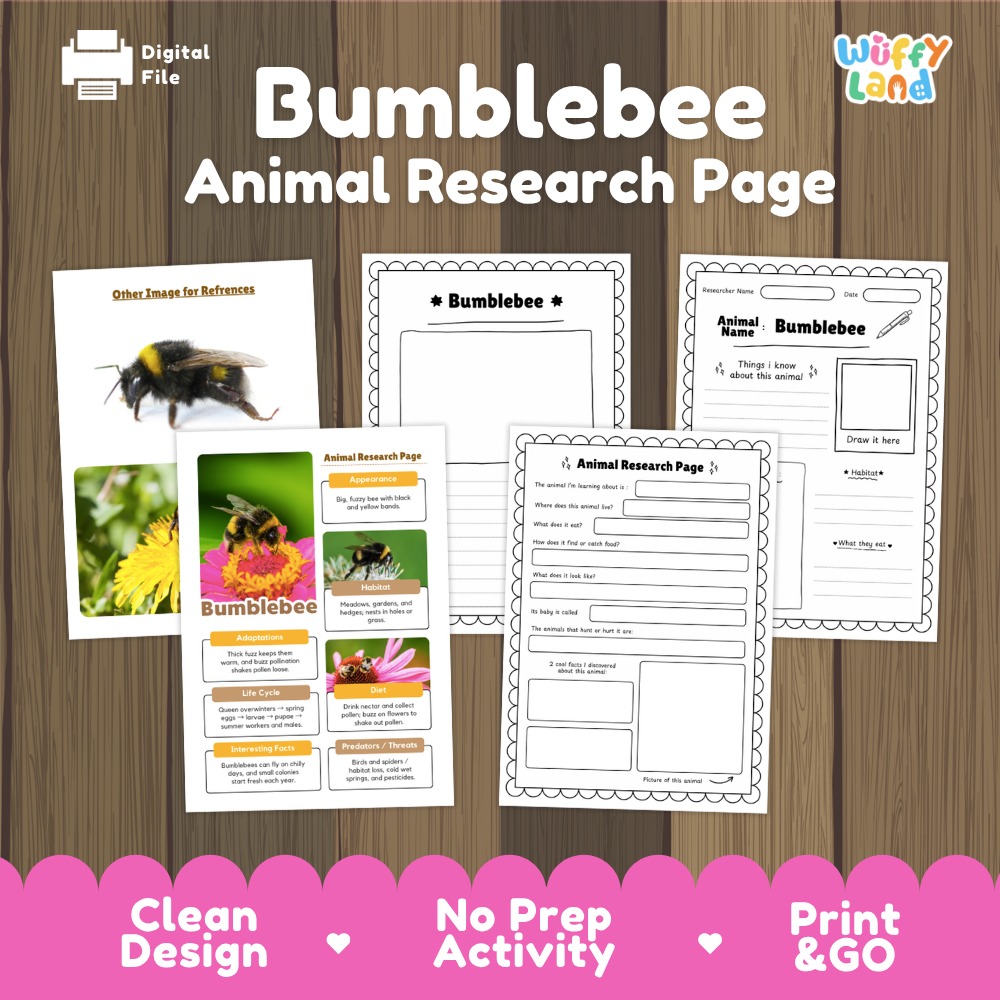 Bumblebee Animal Research Page Worksheets