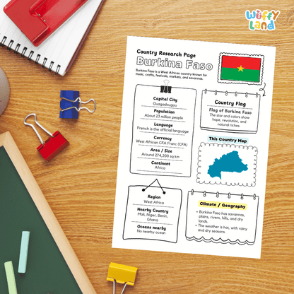 Burkina Faso Country Research Project Printable Worksheets and Activities
