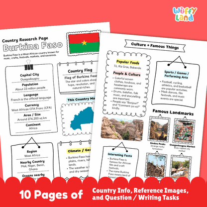 Burkina Faso Country Research Project Printable Worksheets and Activities