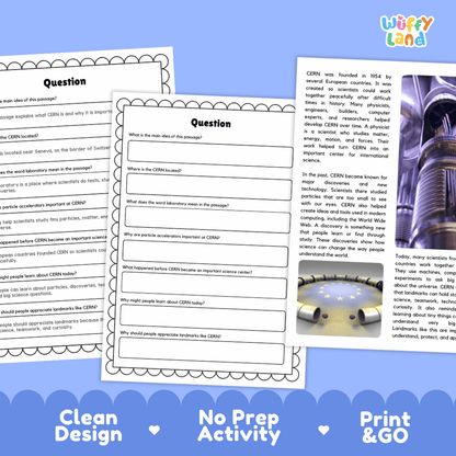 CERN Landmark Reading Passages and Comprehension Worksheets