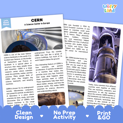 CERN Landmark Reading Passages and Comprehension Worksheets