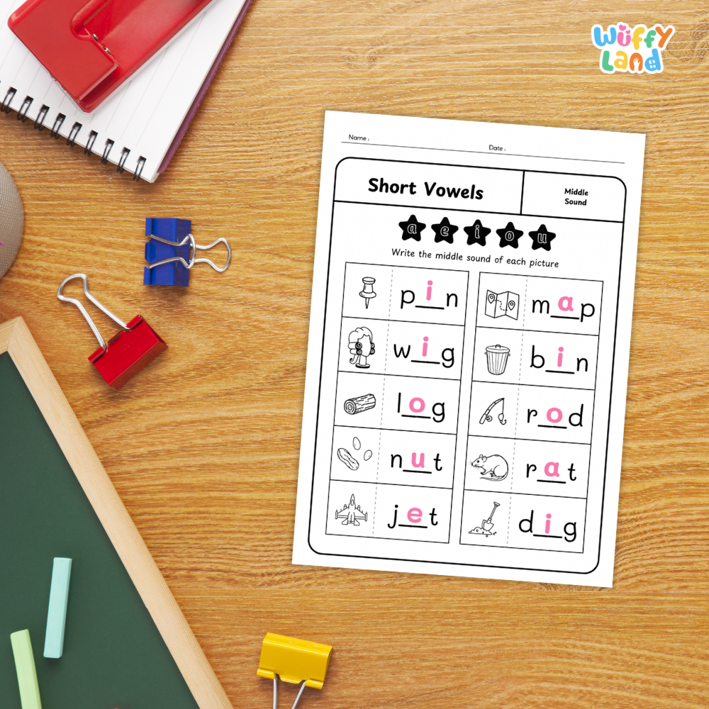 CVC Middle Sound Worksheets Phonics Activity with Answer Key