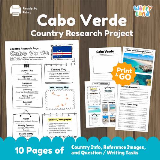 Cabo Verde Country Research Project Printable Worksheets and Activities