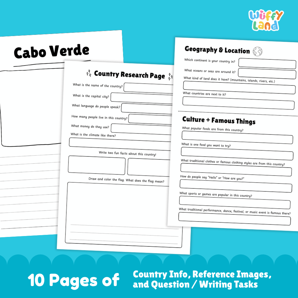 Cabo Verde Country Research Project Printable Worksheets and Activities