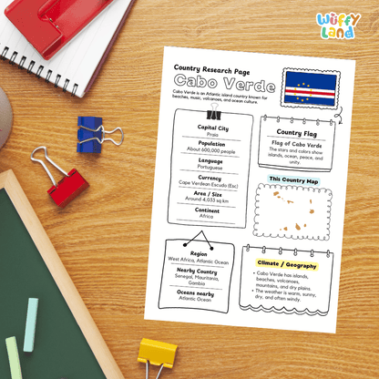 Cabo Verde Country Research Project Printable Worksheets and Activities