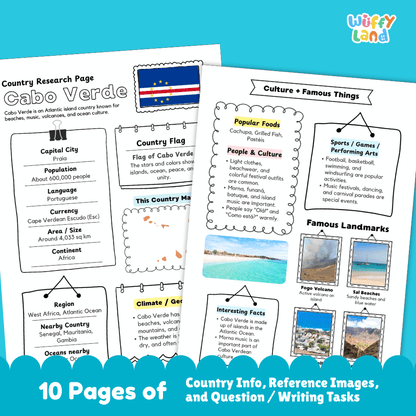 Cabo Verde Country Research Project Printable Worksheets and Activities