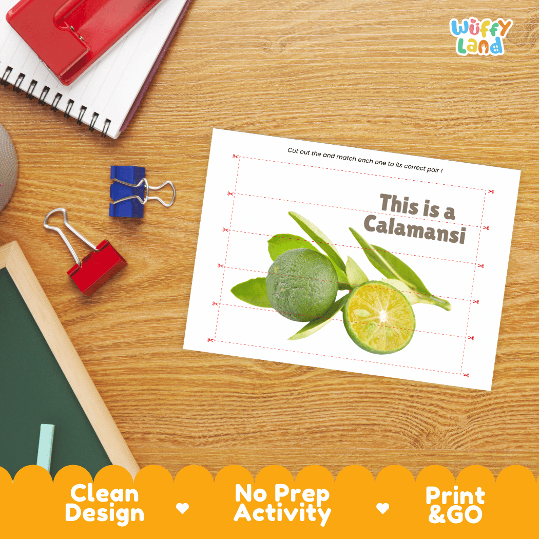 Calamansi Cut and Match Activity Worksheets | Nuts and Dried Fruits Puzzle Printables