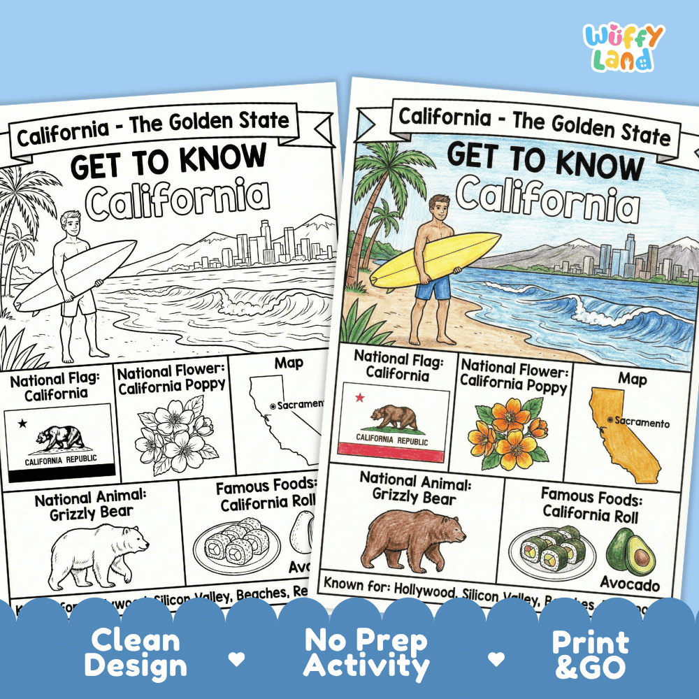 California Geography Coloring Poster Worksheets