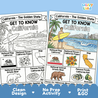 California Geography Coloring Poster Worksheets