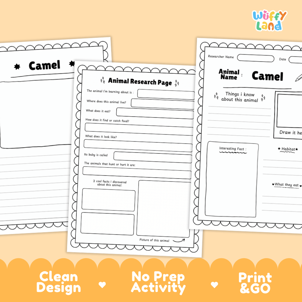 Camel Animal Research Page Graphic Organizers and Worksheets