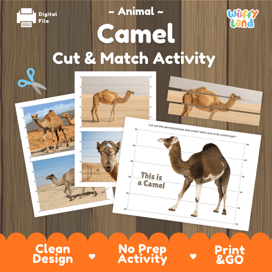 Camel Cut and Match Activity Worksheets | Animal Puzzle Printables