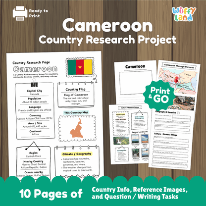 Cameroon Country Research Project Printable Worksheets and Activities