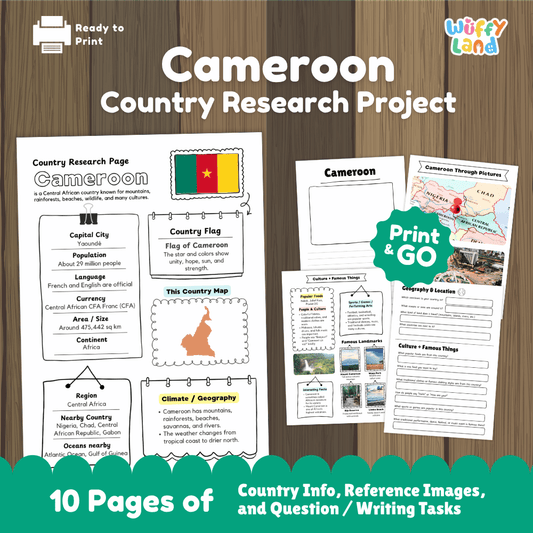 Cameroon Country Research Project Printable Worksheets and Activities