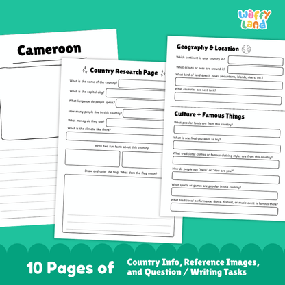 Cameroon Country Research Project Printable Worksheets and Activities