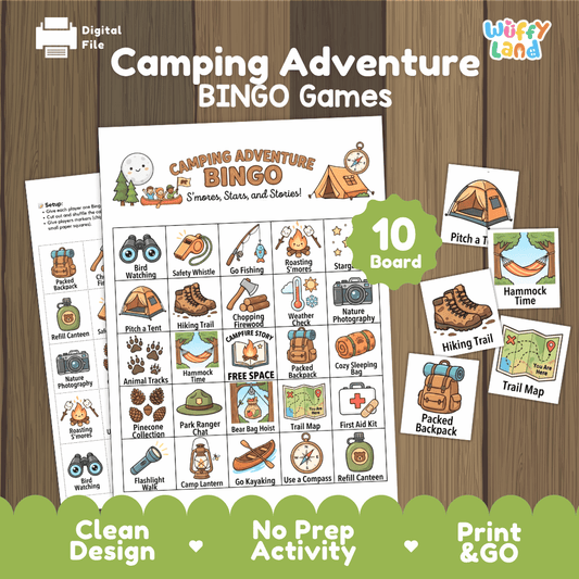 Camping Adventure Bingo Games Printable Activity