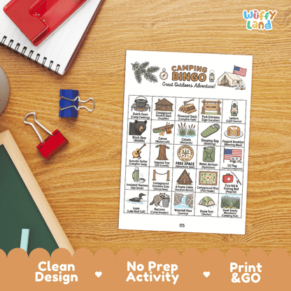 Camping Great Outdoors Adventure Bingo Games Printable Activity