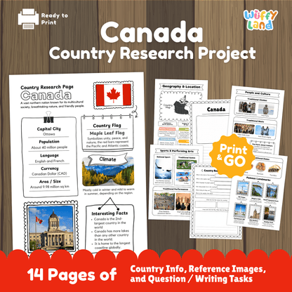 CANADA Country Research Project | Printable Geography Worksheets Social Studies