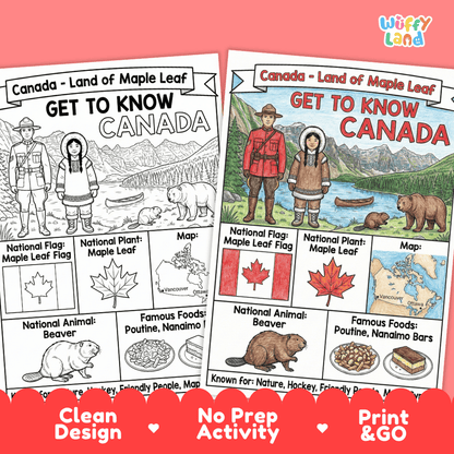 Canada Geography Coloring Poster and Fact Sheet Printables