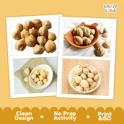 Candle Nut Cut and Match Activity Worksheets | Nuts and Dried Fruits Puzzle Printables