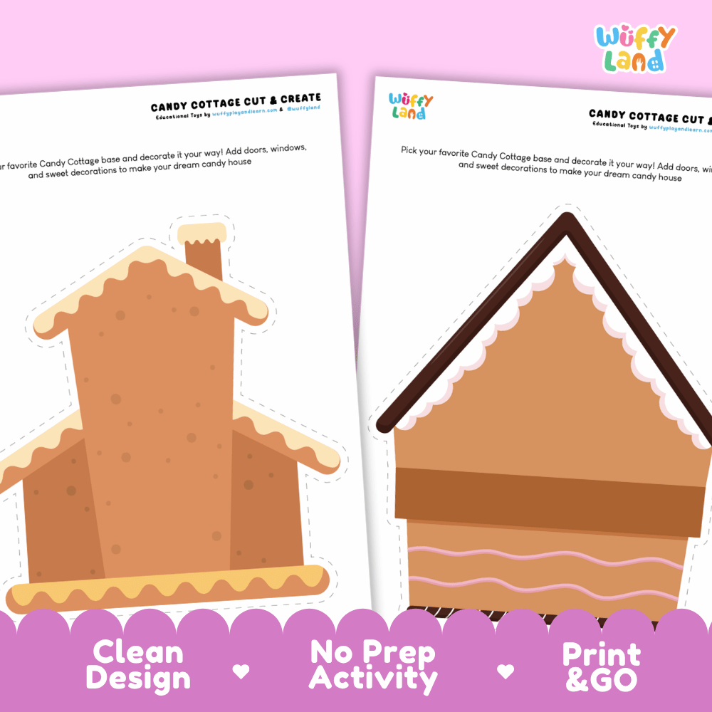 Candy Cottage Cut & Create Craft Printable Activity Worksheets