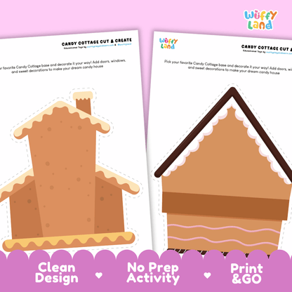 Candy Cottage Cut & Create Craft Printable Activity Worksheets