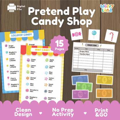 Candy Shop Dramatic Play Pretend Play Center Printable Activity