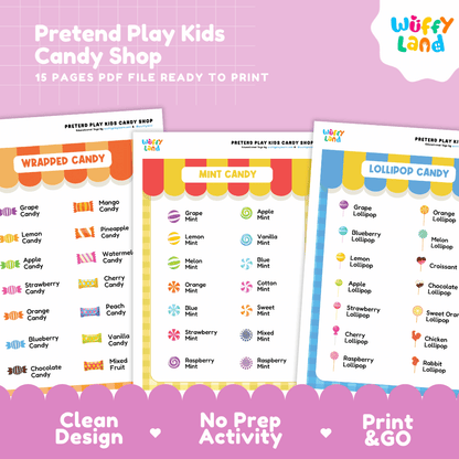 Candy Shop Dramatic Play Pretend Play Center Printable Activity