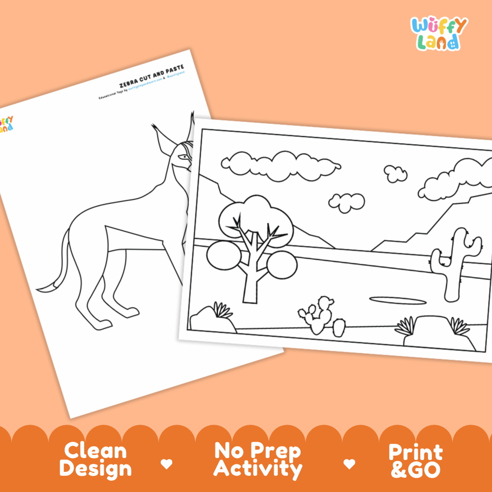 Caracal Cut and Paste Craft and Coloring Pages Activity Worksheets