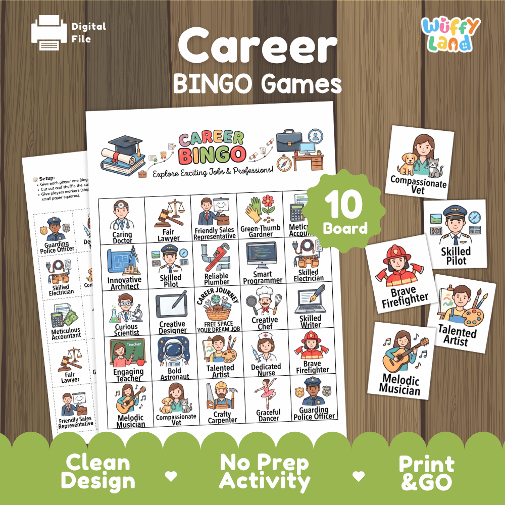 Career Bingo Games Printable Community Helpers and Jobs Activities