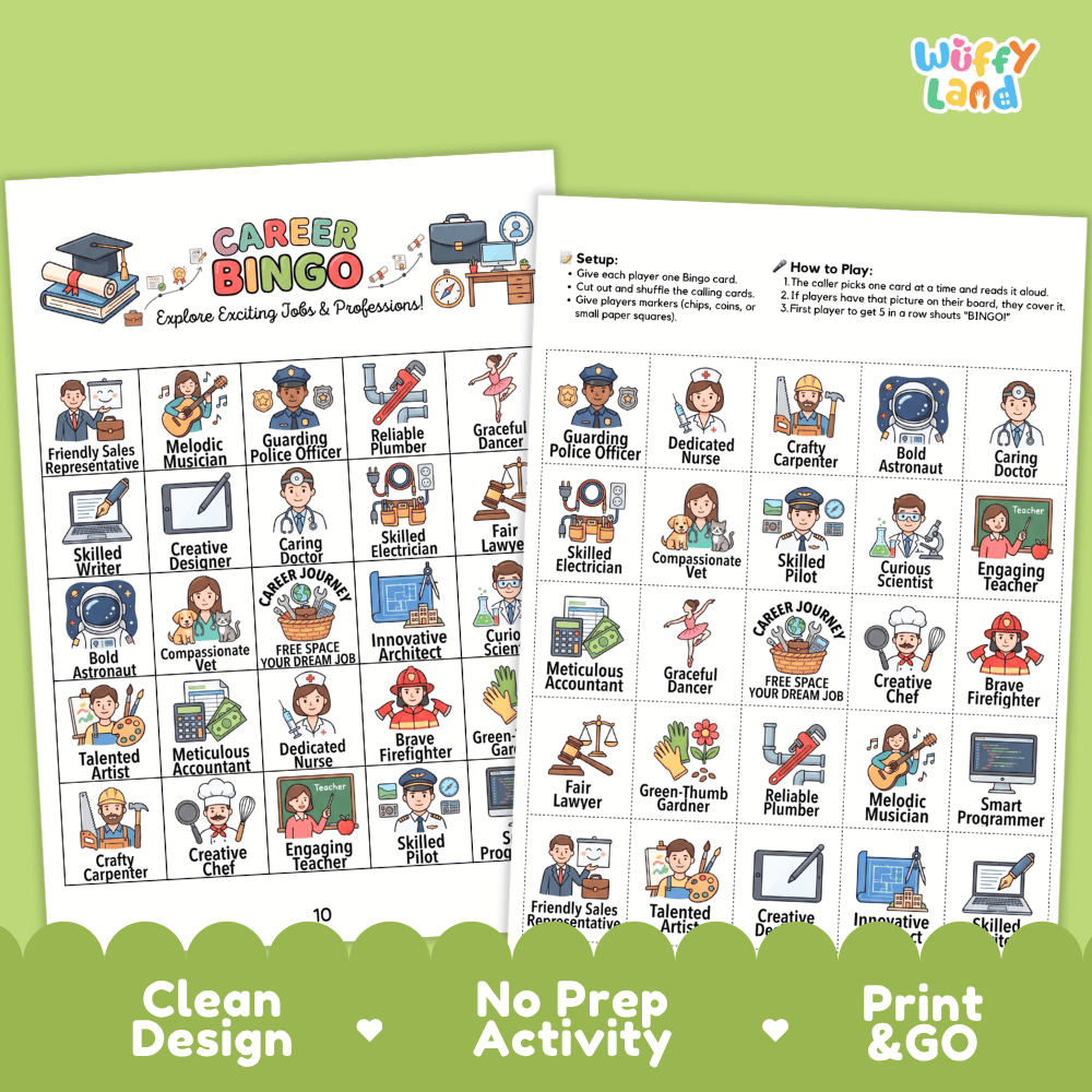 Career Bingo Games Printable Community Helpers and Jobs Activities