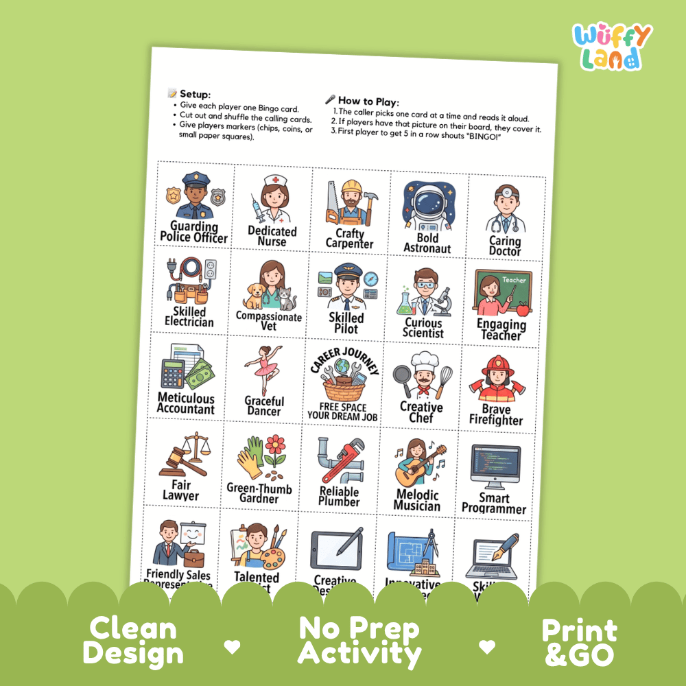 Career Bingo Games Printable Community Helpers and Jobs Activities