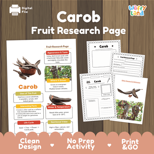 Carob Fruit Research Page Worksheet Activity | Science Healthy Eating